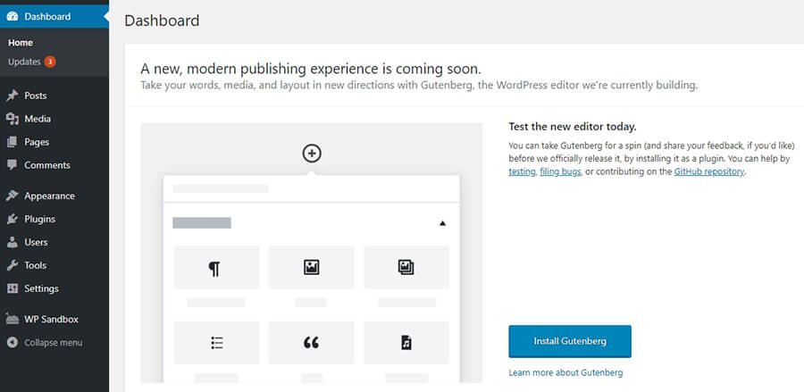 Dashboard WordPress