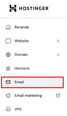 Menu Email di sidebar kiri hPanel yang dipilih
