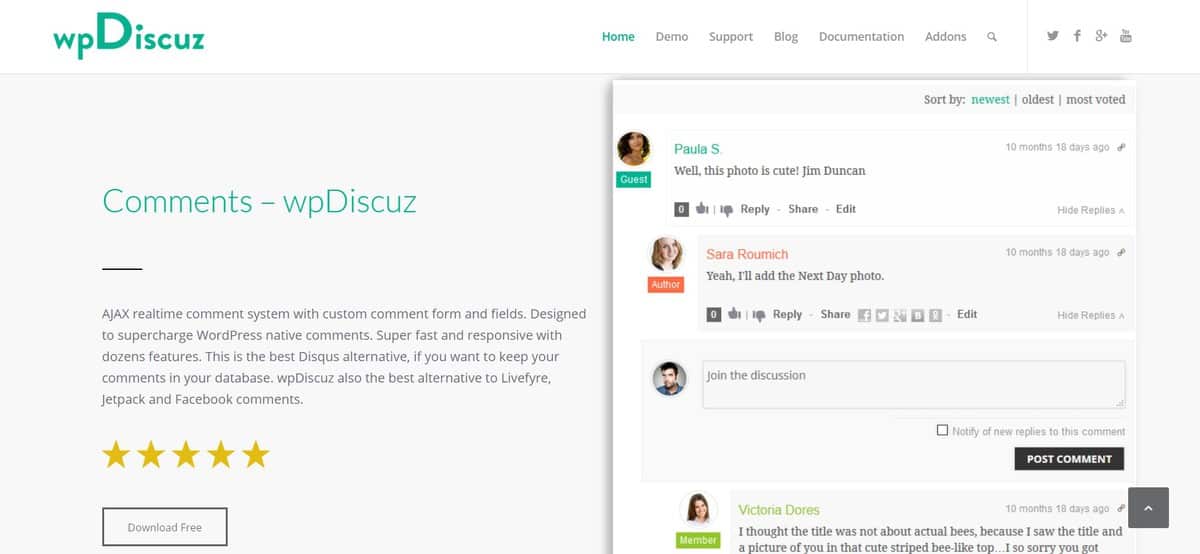 Plugin komentar di WordPress, wpDiscuz