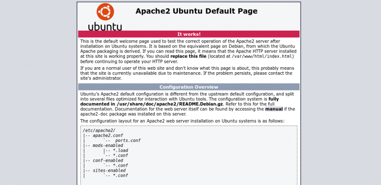 Layar Apache di browser