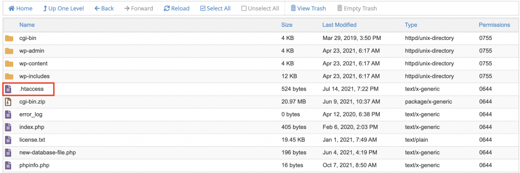 cpanel htaccess