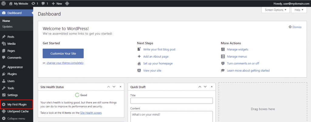 dashboard WordPress