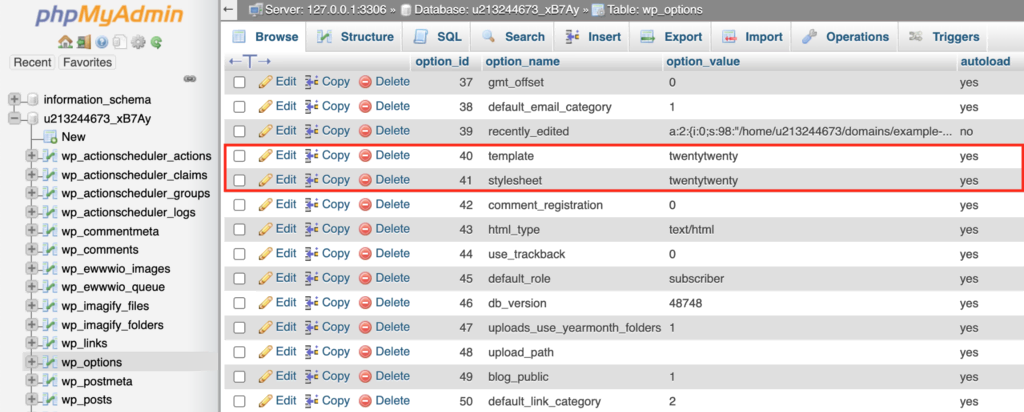 tema di phpmyadmin