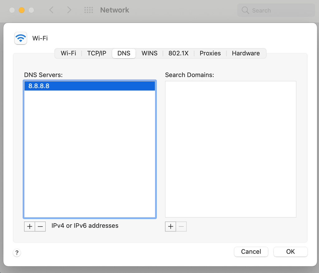 pengaturan dns macos