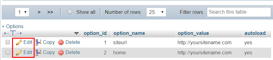 phpmyadmin edit