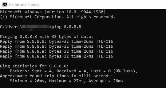 ping berhasil