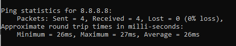 statistik ping di windows