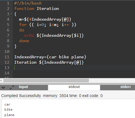 fungsi bash untuk iterasi array