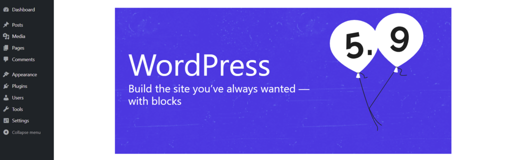 halaman sambutan versi wordpress