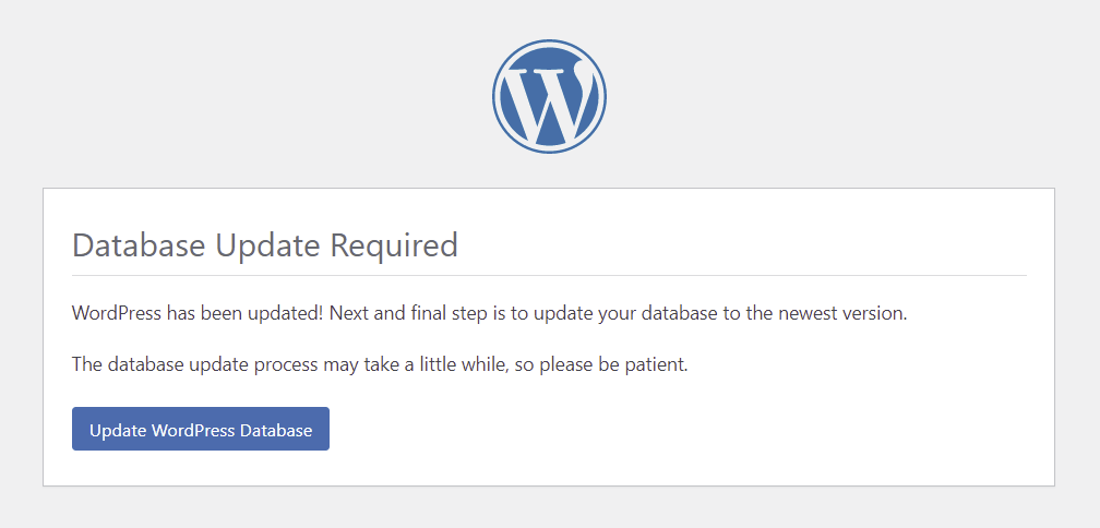 wordpress mengharuskan update database setelah memulihkan cadangan
