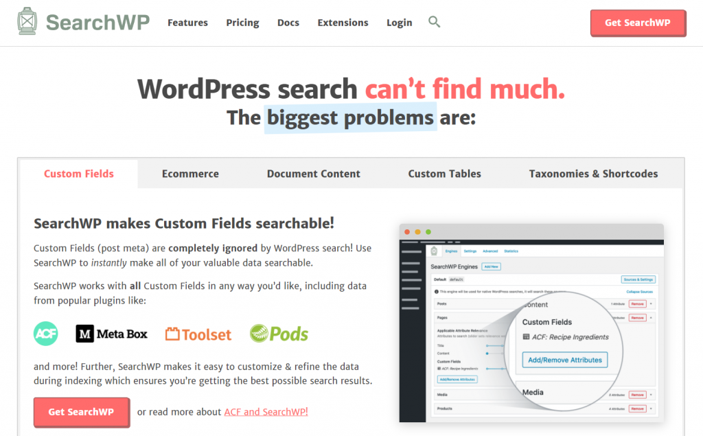 homepage SearchWP