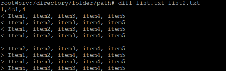 output command linux diff di Terminal
