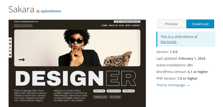 tema wordpress sakara