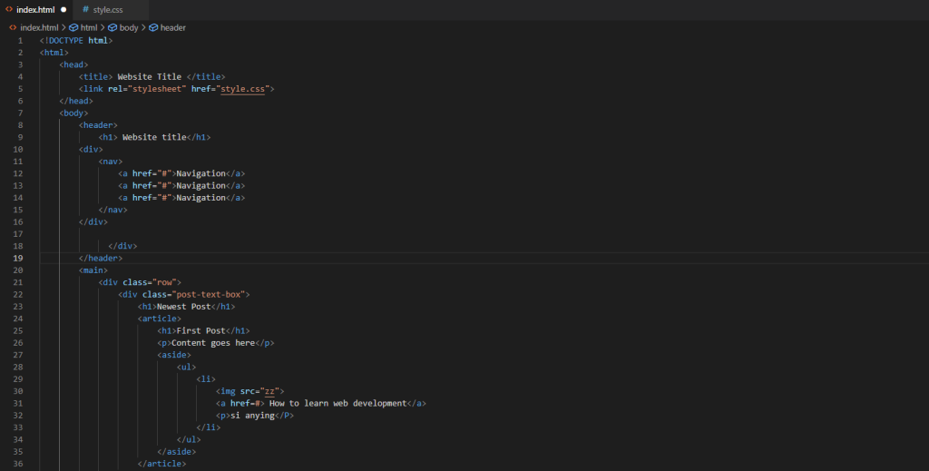 kode html wesbite