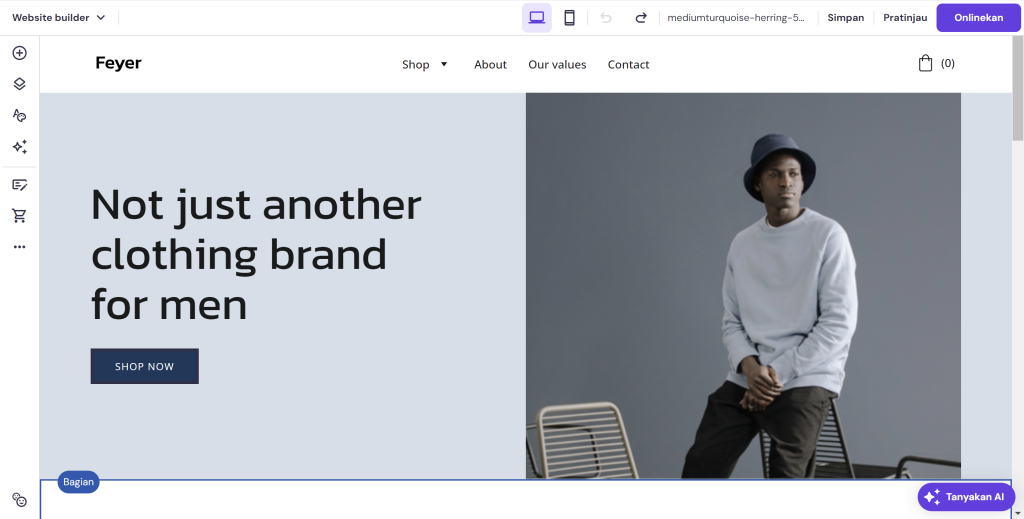 menyesuaikan template yang dipilih untuk website bisnis kaos