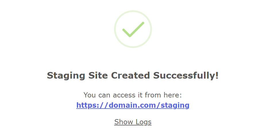 pesan konfirmasi berhasil wpstaging