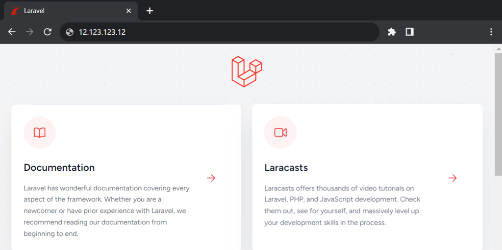 halaman sambutan laravel