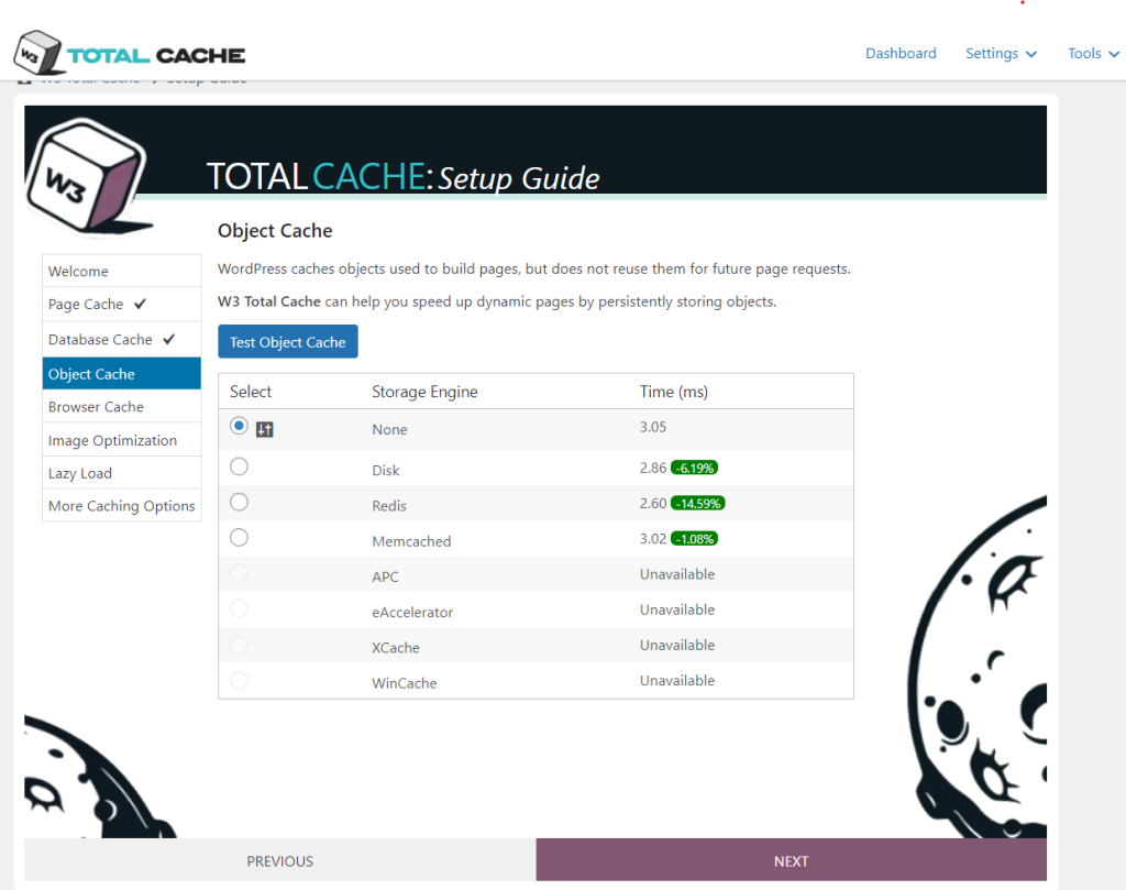 tampilan plugin w3 total cache