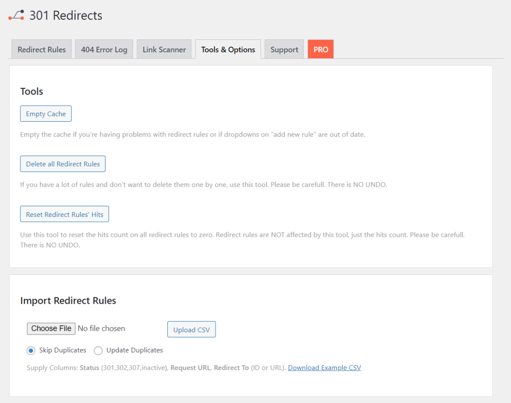 tampilan plugin wp 301 redirects