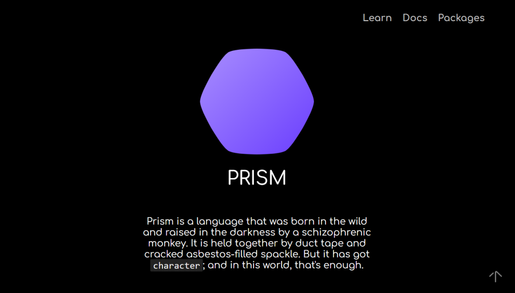 website Prism sebagai contoh website statis