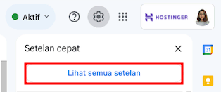 tampilan pengaturan gmail dengan tombol lihat semua setelan yang dipilih