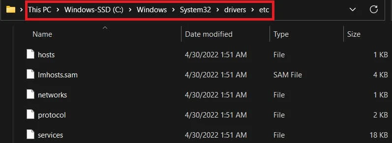 tampilan mengakses folder etc di windows