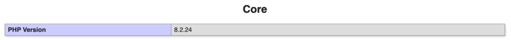 tampilan baris php version dari file phpinfo.php