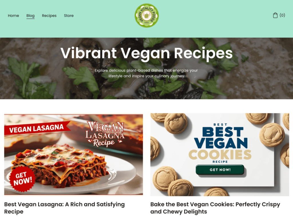 homepage website vegan vitality