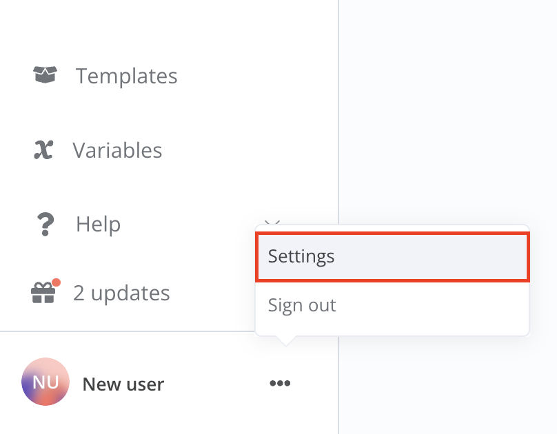 Menu Settings di dashboard n8n