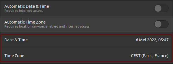 tanggal dan waktu diubah di ubuntu