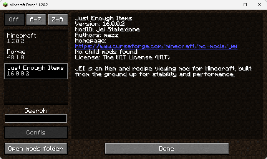 Daftar mod Minecraft di launcher Minecraft