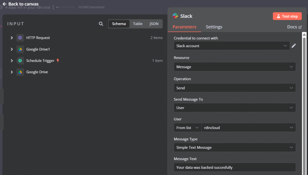 Konfigurasi node Slack