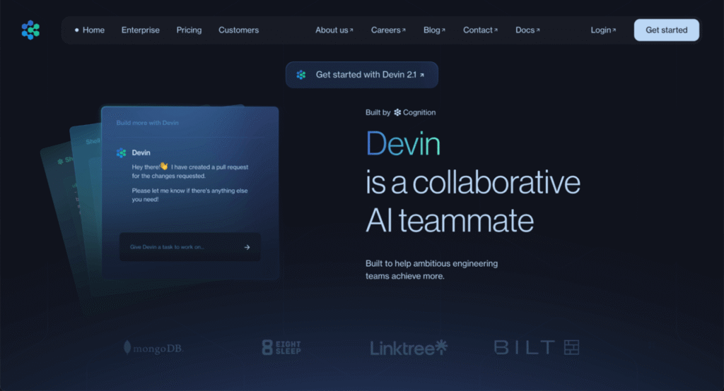 Homepage Devin AI