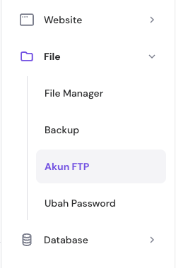 Menu Akun FTP di sidebar hPanel