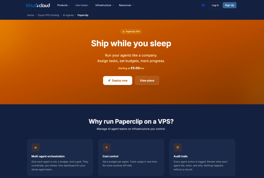 Landing page Virtua.Cloud