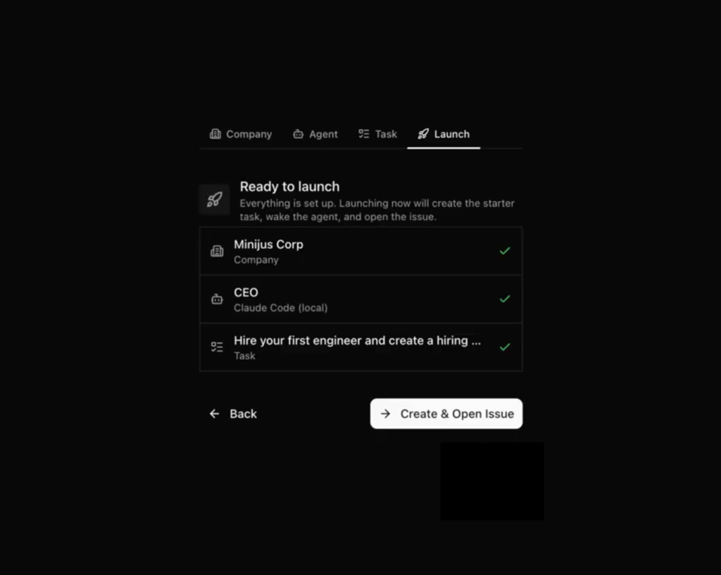 Ikhtisar struktur perusahaan AI dalam onboarding Paperclip