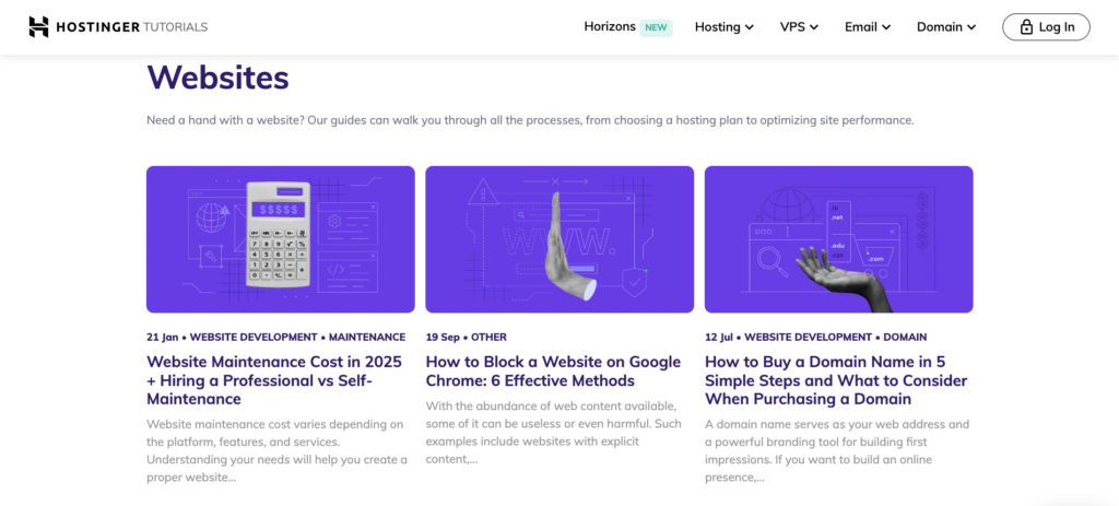 Tutorial Hostinger sebagai contoh content marketing