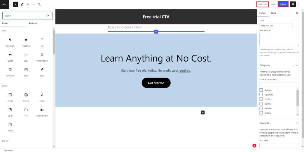 Submitting Pattern Understanding WordPress block patterns: what they are and how to use them