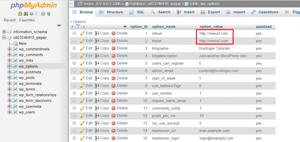 How to Change WordPress URL in Database Using phpMyAdmin