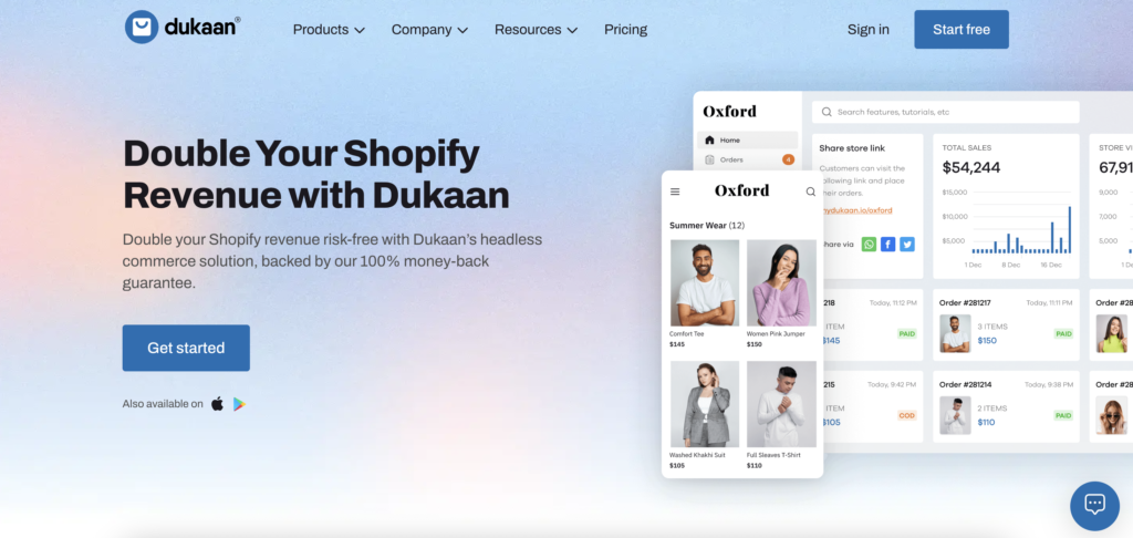 Dukaan landing page