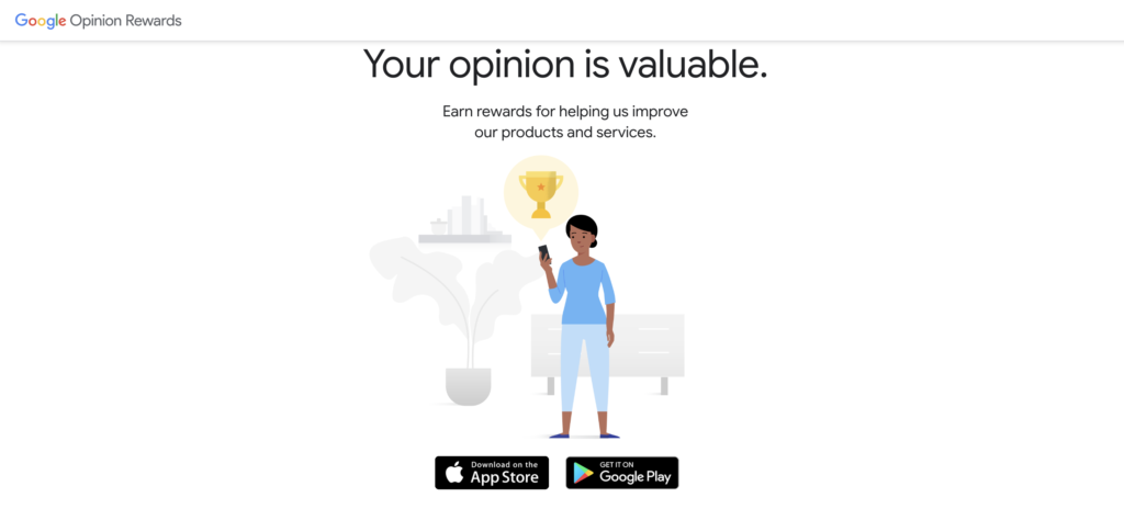 Google Opinion Rewards home page