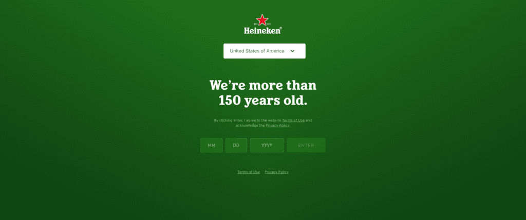 Splash page di Heineken
