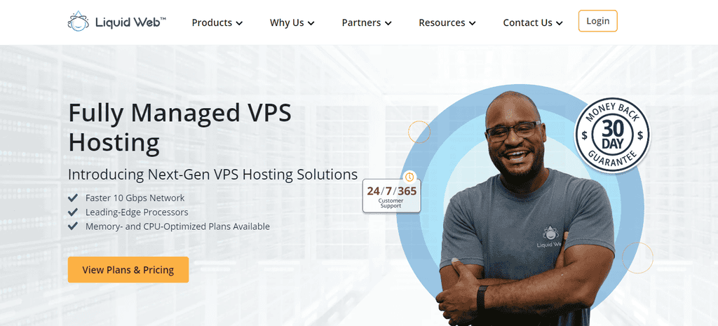 Landing page dell'hosting VPS LiquidWeb