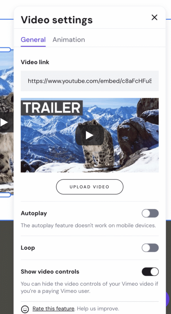 Impostazioni video ampliate