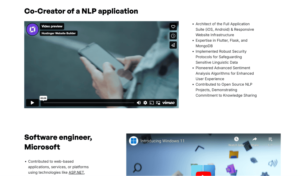 Un esempio di come usare i video nel tuo portfolio