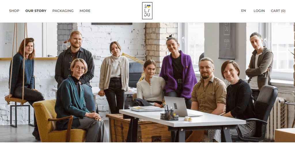 Solidu Cosmetics, cliente Hostinger, pagina "La nostra storia"