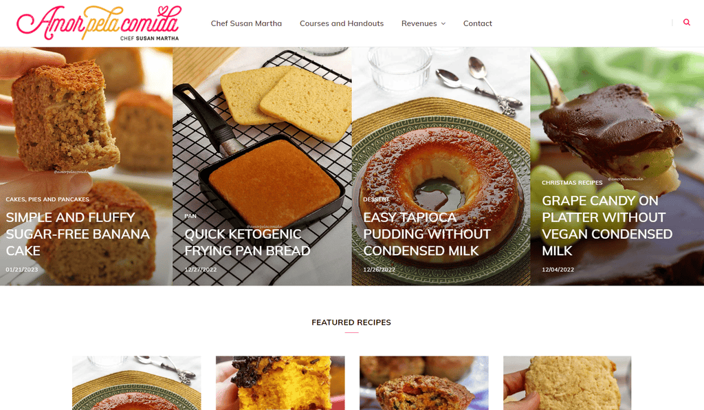 Homepage di Amor Pela Comida, un cliente Hostinger
