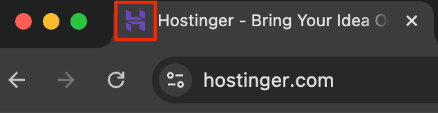 La favicon di Hostinger su una scheda del browser
