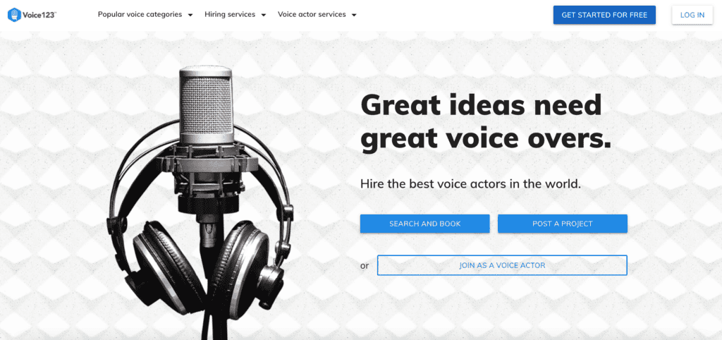 Homepage di Voice123