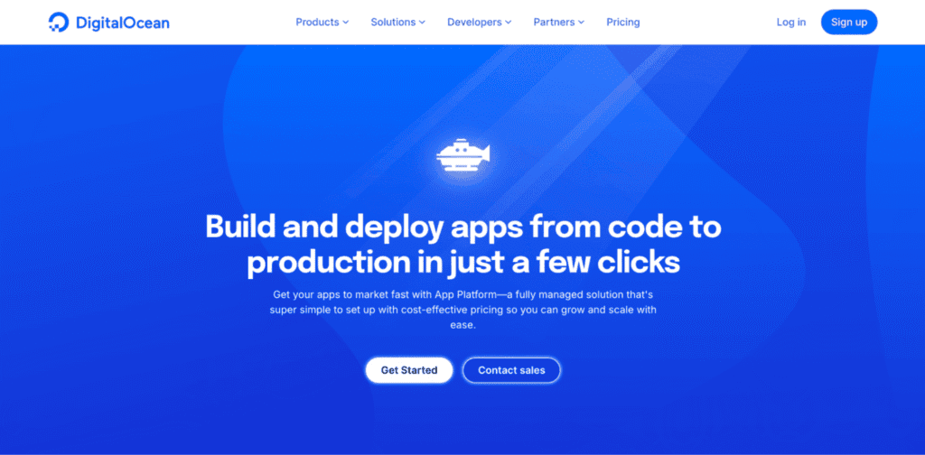 Landing page di Digital ocean app